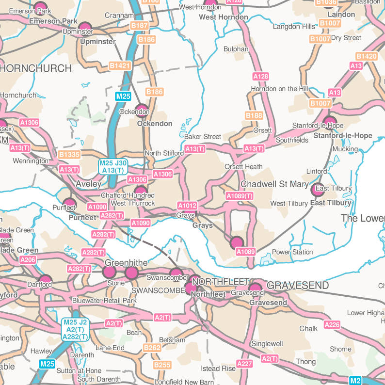 Purfleet, Essex 1:90,000 Meridian 2 QGIS